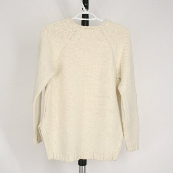 Banana Republic Sunday Sunday Wool Blend Cream Raglan Knit Crewneck Sweater Sz S - Picture 7 of 11